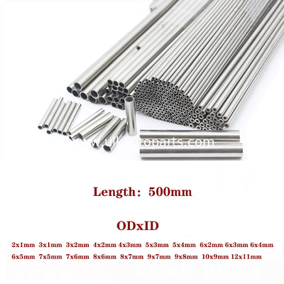 Silver Round 304 Stainless Steel Capillary Tube Pipe 250mm Hollow Circular Tube OD 3/4/5/6/8/10mm ID 2/3/5/6/8mm