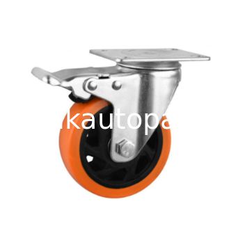 100mm Rueda Giratoria PU Orange Castor Swivel Trolley Industrial 1.5 2 2.5 3 4 5Inch Heavy Duty Workbench Caster Wheels