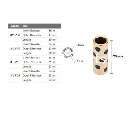 8mm Oil Self-lubricating Graphite Copper Sleeve, Brass Bearing Bushing for 3D Printer CNC