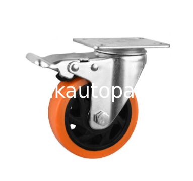 Heavy Duty Orange PU Swivel Caster Wheel 1 5 2 2 5 3 4 5 Inch For Trolley Workbench