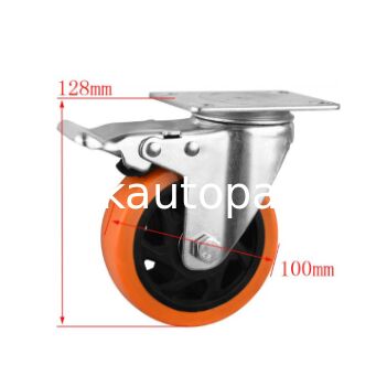 Heavy Duty Orange PU Swivel Caster Wheel 1 5 2 2 5 3 4 5 Inch For Trolley Workbench