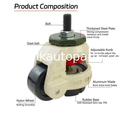 Industrial Nylon Height Adjustable Leveling Casters 60F 80F 100F Triangle Plate for Hospital Workshop