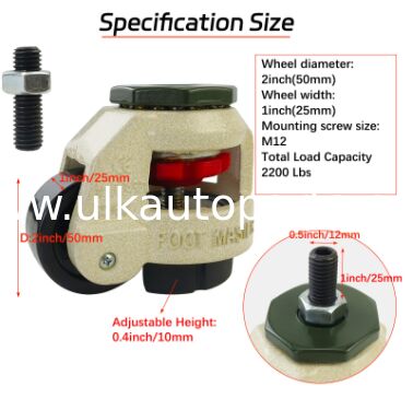 Caster Wheel Industrial Caster Heavy Duty Machine Leveling Adjustable Casters Wheel Nylon Wheel GD-40/60/80 Screw/Flat