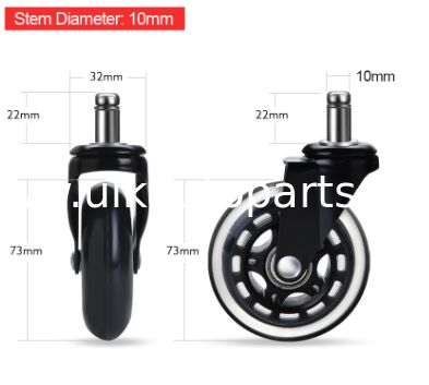 Material Handling Transporting Caster Wheels Hot Sale 75mm 3 Inch Black Roller Polyurethane Swivel Office Chair Caster Wheels for Skate Board