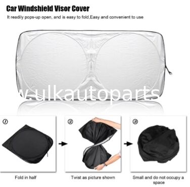 Car sunshade protective windshield cover blocks harmful UV rays reduces interior heat keeps car cool during hot sunny days