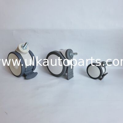 Noiseless Swivel Medical Caster Wheel TPR Rubber 5 Inch Threaded Aluminum Stem Double Brake Anti Static Caster