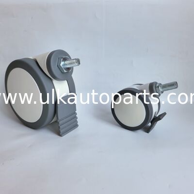 Noiseless Swivel Medical Caster Wheel TPR Rubber 5 Inch Threaded Aluminum Stem Double Brake Anti Static Caster