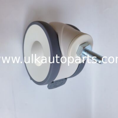 Noiseless Swivel Medical Caster Wheel TPR Rubber 5 Inch Threaded Aluminum Stem Double Brake Anti Static Caster