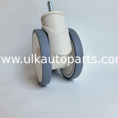 Noiseless Swivel Medical Caster Wheel TPR Rubber 5 Inch Threaded Aluminum Stem Double Brake Anti Static Caster