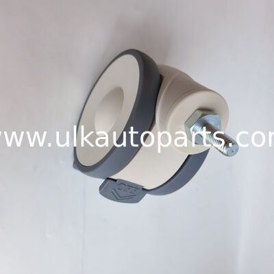 Noiseless Swivel Medical Caster Wheel TPR Rubber 5 Inch Threaded Aluminum Stem Double Brake Anti Static Caster