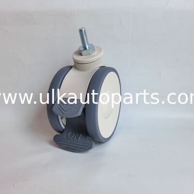 Noiseless Swivel Medical Caster Wheel TPR Rubber 5 Inch Threaded Aluminum Stem Double Brake Anti Static Caster